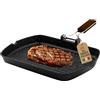 AKITAInk Bistecchiera in Alluminio Pressofuso Antiaderente Quadrata e Rettangolare, Ideale per Carne, Verdure e Grigliate, Compatibile con Induzione, 26x36 cm