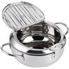 Fockety Mini pentola per friggitrice, padella per friggere in acciaio inossidabile con termometro, gocciolatoio per olio e coperchio, pentola per friggere in stile giapponese friggitrice tempura(L 24 cm)