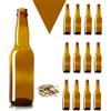 Generic 60 Pz Bottiglia Birra vuota 33 CL LONGNECK in vetro di colore abra Completa di Tappo Corona 26 mm - KIT per fare la birra - Bottiglie birra vuote comprese di tappi