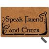 MsMr Zerbino carino con scritta Speak Friend and Enter, zerbino decorativo per interni ed esterni, in tessuto non tessuto, 45,7 x 76,2 cm