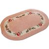 scoseptzy Grazioso tappeto floreale in stile rurale, morbido, antiscivolo, ricamato, ovale, tappetino da bagno, doccia, camera da letto, soggiorno (40 x 60 cm, rosa)