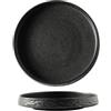 Generic Piatti piani in ceramica, piatti rustici per dessert, pasta, insalata (M, nero)