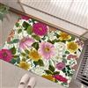 JEDTAKCT Zerbino Per Porta D'Ingresso Fiori Primaverili Piante Medievali, 50X80Cm A Basso Profilo, Tappeto Morbido Antiscivolo, Per Animali Domestici Cucina Interni Decorazione, Beige