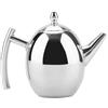 Beufee Teiera in Acciaio Inossidabile con Infusore, Grande Teiera Moderna in Argento con Infusore Rimovibile per Foglie Sfuse e Bustine di Tè 1/1,5L