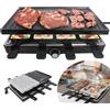 YRHome Raclette Grill per 8 Persone Multi-Grill con Piastra in Pietra e Piastra per Grigliare 1400W, Griglia da Tavolo con 8 Padelline e Spatola in Legno, Temperatura Regolabile Senza Scatti, Griglia