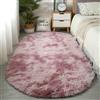 Hearda Tappeto Ovale Salotto Pelo Lungo Shaggy, Tappeto Peloso per Camera da Letto Morbido e Soffice Tie Dye Tappetino Peloso Pelo Lungo Moderno con Fondo Antiscivolo (Rosa scuro,100x200cm)