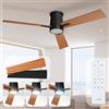 Noaton® Rhea nero/legno scuro Ventilatore da Soffitto con Luce e Telecomando, LED Dimmerabile 22,9 W, 3 Temperature di Colore, 3 Pale, Timer, con Motore DC 35 W, 6 Velocità, Ø132 cm, Silenzioso