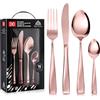 Dc Casa Servizio Posate 16 Pezzi in Acciaio Inox - Set Completo per 4 Persone, Design Raffinato e Moderno (Oro Rosa Lucido)