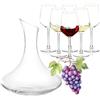 OCEANO Decanter Vino Caraffa per Decantare Areare Vino Rosso Vetro Trasparente Travaso Elegante Moderno Versatore per Serate Feste Idea Regalo Papà (Decanter + Calici, 1.78l / 360ml)