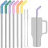 Tomorotec 6 cannucce con punta in silicone in acciaio inox, adatte per bicchieri Stanley da 1,18 l, con 2 spazzole per la pulizia, lunghe 33 cm, senza BPA, sane e sicure per esterni e casa, migliorano