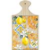 Lupia - Tagliere in Legno Decorativo con Vetro stampato a colori multiuso con manico 16x29 cm LIMONI E ACANTO