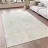 Paco Home Tappeto Salotto Moderno Vintage Pelo Corto Fatto A Mano Pregiato 100% Viscosa, Dimensione:120x170 cm, Colore:Crema