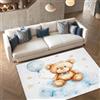 UUZEAI Tappetini a forma di orsetto per cameretta dei bambini, tappeto antiscivolo lavabile con palloncini, stelle e nuvole acquerellati per cameretta dei bambini (40x100cm)