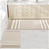 Starryle Set di 2 tappeti da bagno in ciniglia, extra morbidi e assorbenti, a righe, antiscivolo, lavabili in lavatrice (53 x 119 cm più 43 x 63,5 cm, cachi)