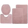 Heavyoff Set Tappeti Bagno 5 Pezzi, Tappeti Assorbente Antiscivolo, Soffice Tappetini Doccia, Lavabile in Lavatrice per doccia, vasche da bagno, Rosa
