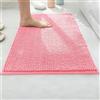 Wokuaile Tappeto Bagno Antiscivolo in Ciniglia Tappetino Bagno Assorbente Morbido Asciugatura Rapida per la Lavandino, Ingresso del Doccia Rosa, 60 x 90 cm