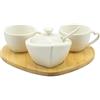 Mondocreazioni Bomboniera matrimonio set 2 tazzine con zuccheriera in porcellana e bamboo bianco harmony PRMT24011