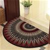 ARBOEE Zerbino semi-circolare, tappeto assorbente semicircolare rotondo, moquette, bohémien, tappetino per porta resistente, interno per interni (onda rossa, 70 x 120 cm)