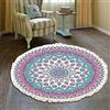 Duories Tappeto rotondo in cotone bohémien, lavabile, tessuto a mano, con nappe, per camera da letto, corridoio, soggiorno, tavolino da caffè, lavabile in lavatrice, 100 cm, fiori #22