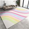 AAFUOO Grande Tappeto Lavabile e Antiscivolo per Camera da Ragazza, Motivo Strisce Colorate, 210 x 240 cm, Morbido e Lavabile per Sala Classe, Sala Giochi, Soggiorno