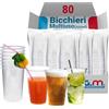 G.M. DISTRIBUZIONE 80 Bicchieri da 500 ml Trasparenti in PP Riutilizzabile, Lavabili, Per Cocktail, Birra, Granite, Frappe, Bicchieri Multiuso per Bar e Lounge Bar