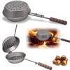 MASTRO SPIEDINO Padella Forata per Castagne 26 cm - Ribaltabile Girevole in Ferro, Ideale per Camino, Brace, Fuoco o Fornello a Gas - Padella per Caldarroste, Ottima per Mandorle, Ceci e Semi Vari