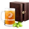 Maverton Boccale per la Birra in vetro con personalizzazione - capienza 500 ml idea regalo per il compleanno - H12 cm x Ø8,5 cm - Perfetto per ogni uomo amante della buona Birra - re leone