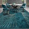 Softlyle Tappeto Salotto 140 x 200 cm Tappeti Antiscivolo Lavabile Pelo Corto per Camera Sala da Pranzo Soggiorno Linee geometriche moderne blu giallo