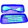 Tupperware Set di posate (8) con bacchette + forchetta + cucchiaio, set da picnic da portare in scatola speciale turchese