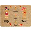 Colorfamily Tappeto Zerbino Natale personalizzato con nome Famiglia 3 figli Omini Natalizio Ingresso Casa Regalo Natale 60x40 cm