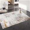 Generic Tappeto moderno astratto, motivo grigio e oro, tappeto da salotto contemporaneo, 200 x 290 cm