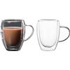 LoveFirst 2x150ml Tazze da Caffè in Vetro Borosilicato Trasparente Isolate a Doppia Parete con Manico,Effetto Galleggiante,per Caffè Espresso,Latte,Cappuccino,Bevande Calde, Tè,Succo di Frutta