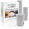 Ecobio and Go - 500 Bicchieri Acqua di Carta 200ml, Bicchieri Cara Biodegradabili e Compostabili, Bicchieri Monouso Senza Plastica Per Te' e Caffè, Bianchi