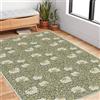 AUWUUA William Morris Vintage Floral Large Rug per soggiorno 140x200cm Verde salvia Lavabile Rustic Farmhouse Antiscivolo Tappeto per camera da letto Cucina Bagno