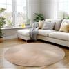 Carpettex Tappeto Rotondo Beige 160 cm Tappeto Lavabile a Pelo Corto, Rotondo, Antiscivolo e Morbido, Design Monocromatico Moderno per Soggiorno, Cucina e Corridoio, Camera da Letto