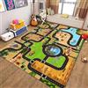 PEIHUODAN Tappeto Gioco per Bambini Zona di Gioco Zoo Campagna Rurale Pista per Auto 3D, in Polipropilene Antiscivolo Decorativo Tappeti per Sala Giochi, Camera da Letto Ragazzi, 120x180 cm, Marrone5