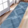 Siunwdiy Tappeto Corridoio Blu 1.9 Metri Lavabile,Tappeto Passatoia Cucina Antiscivolo,Design Geometrico Moderno,Perfetto per Bagno Soggiorno e Ingresso Casa, Morbido e Facile da Pulire, 60x190 cm