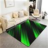 Bedluxy Tappeto con accento astratto arte moderna per soggiorno, per ragazzi, ragazze, donne, uomini, verde fluo, nero, geometria, decorazione per interni, tappeto decorativo geometrico, 100 x 150 cm