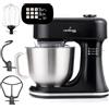 LEHMANN Impastatrice Planetaria Multifunzione con Display, Funzione di Fermentazione e Riscaldamento, Bilancia Integrata, 12 Velocità, Timer, con Ciotola 5 L, Frusta, Gancio Impastare, Mescolatore