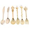 Tyenaza Set di Cucchiaini da Caffè - 5 Cucchiaini e 1 Forchetta in Stili Vintage, Placcatura Oro, Ideali per Regali e Uso Quotidiano(d'oro)