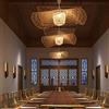 COCOL Lampada A Sospensione Rattan Bamboo Lampadario Con Paralume E27 in Rattan Per Illuminazione Plafoniera Legno Lanterna Creativa Paralume Fatto Mano Sala Pranzo Soggiorno Cucina Caffetteria Bar,75cm