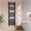 EMKE Scaldasalviette Elettrico per Bagno 140 x 50 cm, Radiatore Curvato con WIFI Termostato, Scaldasalviette, Supporto Porta-Asciugamani Elettrico, Antracite, 600 Watt
