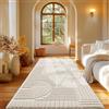 Carpetsale24 passatoia 80x250 cm crema a pelo alto per soggiorno, morbida e soffice, stile boho scandinavo, shaggy a pelo lungo, facile da pulire con retro in juta
