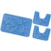 emmevi Tappeto Bagno Damascato Parure Set 3 Pezzi Morbido Soffice Assorbente Antiscivolo Lavabile Azzurro