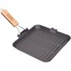 COSE DA CASA Bistecchiera in Ghisa piastra Antiaderente 24x24cm griglia con Manico in Legno e Beccuccio Scolo Grassi per Induzione Gas e Ceramica Cucina Sana per arrostire pesce carne verdura barbecue in casa