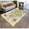 PASPRT Antico Pirata Mappa Del Tesoro Tappeto Per La Camera Da Letto Soggiorno Boho Decor Tappetino Strisciante Per Bambini College Dormitorio Decor 80X150Cm