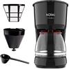 Solac CF4036 Coffee4You - Caffettiera a goccia, 1,25 l, fino a 12 tazze, caraffa in vetro, antigoccia automatico, piastra riscaldante, lavabile con filtro permanente, 750 W, nera, rossa