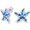 Bling Jewelry Grande Nautico Hawaiano Spiaggia Tropicale Vacanza Blu Intarsio Creato Opale Stella Marina Orecchini Per Le Donne Adolescenti .925 Sterling Silver October Birthstone