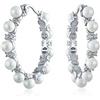 Bling Jewelry Orecchini a cerchio con perle simulate bianche dichiarazione nuziale per donne sposa adolescente placcati in argento diametro 1,25