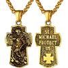 Bandmax San Michele Vintage Collana Uomo Personalizzato, 56+5 cm Catena Ciondoli per Collane Portafortuna in Acciaio, Oro Croce Crocifissa Collana per Uomo Ragazzo, Idee Regalo Natale Compleanno
